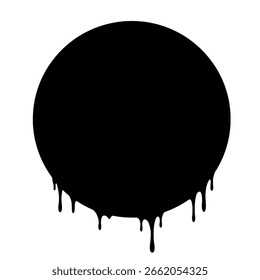 Icono de Vector de círculo de goteo de pintura, una silueta negra sólida de un punto de pintura en aerosol derretido para el arte urbano, urbano y los diseños modernos.