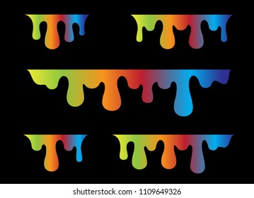 Paint drip set isolated on black background. Paint drip for web site, wallpaper, poster, placard and cover. Useful for ad, backdrop and print materials. Creative art concept,vector illustration,eps 10