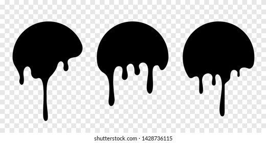 Paint drip stickers or circle labels. Vector liquid drops icons for graffiti blob stickers
