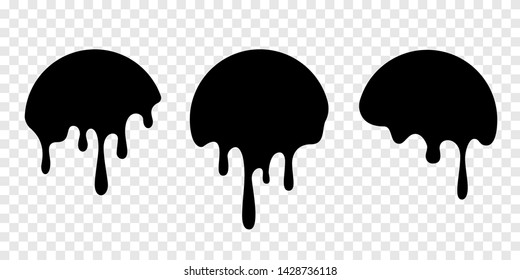 Paint drip stickers or circle labels. Vector liquid drops icons for graffiti blob stickers