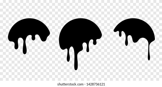 Paint drip stickers or circle labels. Vector liquid drops icons for graffiti blob stickers