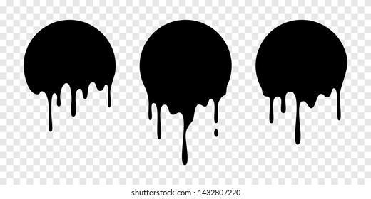 Paint drip stickers or circle labels. Vector liquid drops icons for graffiti blob stickers