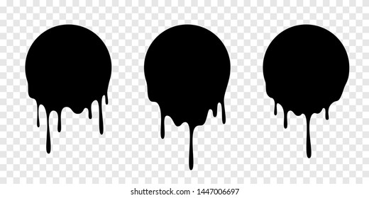Paint Drip Stickers Or Circle Labels. Vector Liquid Drops Icons For Graffiti Blob Stickers