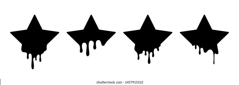 Paint drip stickers or star labels. Vector liquid drops icons for graffiti blob stickers