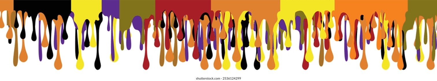 Paint dripping backgrounds in rainbow colors. Design elements of colorful liquid flow, flowing ink drips. Vector illustration.