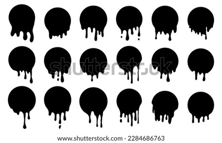 Paint dripping. Black dripping ink. Dripping liquid. Current paint, stains. Flowing liquid. Vector illustration EPS10