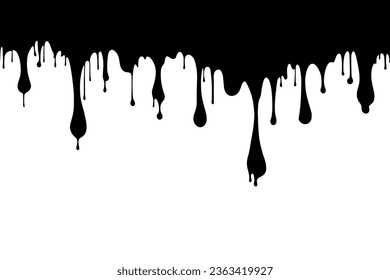 Paint dripping border silhouette. Seamless pattern. Vector illustration