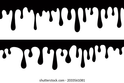 Pintar goteo. Pintura negra actual. Desciende. El líquido negro gotea corrientes vectoriales sin soldadura aisladas