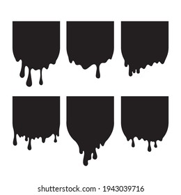 Malerei tropft. Die Strömung sinkt. Schwarze Flecken auf weißem Hintergrund. Vektorgrafik.