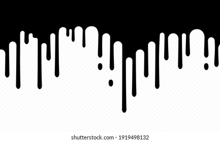 Paint dripping icon. Current drops. Black paint flows. Molten texture isolated on transparent background. Vector illustration EPS 10