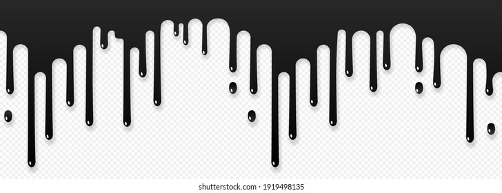 Paint dripping icon. Current drops. Black paint flows. Molten texture isolated on transparent background. Vector illustration EPS 10