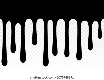 Paint dripping. Dripping liquid. Paint flows. Current paint, stains. Current drops. Current inks. Vector illustration. Flowing liquid. Stencil drops. Paint splatter. Molten. Seamless pattern.