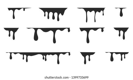Paint dripping. Dripping liquid. Paint flows. Current paint, stains. Current drops. Current inks. Vector illustration.