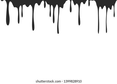 Paint dripping. Dripping liquid. Paint flows. Current paint, stains. Current drops. Current inks. Vector illustration.