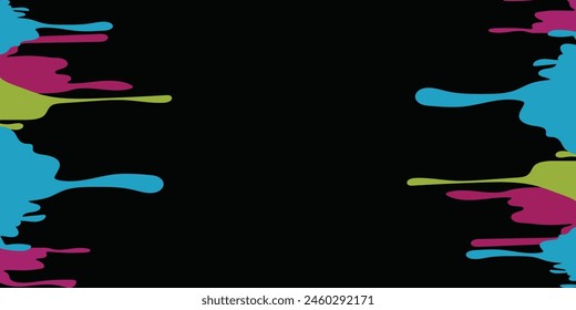 Pintura goteando. Goteo de líquido. La pintura fluye. Pintura actual, manchas. Caídas de corriente. Tintas actuales. Ilustración vectorial. Líquido que fluye. Gotas de esténcil.