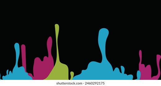 Paint dripping. Dripping liquid. Paint flows. Current paint, stains. Current drops. Current inks. Vector illustration. Flowing liquid. Stencil drops.