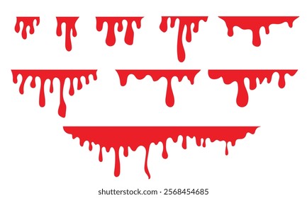 Paint dripping. Dripping liquid. Paint flows. Current paint, stains. Current drops. Dripping blood. Seamless pattern. Current inks. Flowing liquid. Stencil drops. Paint splatter. Molten blood.	
