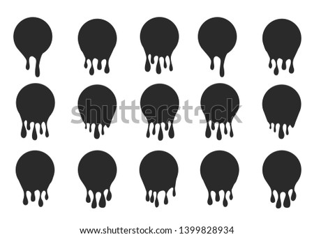 Paint dripping. Dripping liquid. Paint flows. Current paint, stains. Current drops. Current inks. Vector illustration.