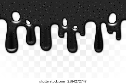 Paint dripping. Dripping liquid. Paint flows. Flowing liquid. Oil drop. Vector illustration. 