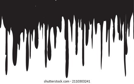 Pintar goteo. Derrame líquido, fluye, mancha, cae tintas. Gotas de esténcil. Pintar bandeja. Molten. Gotas de chocolate. La caída del petróleo. Elemento Borde y Tinta de detalles. Fondo transparente