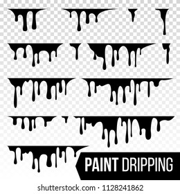 Paint Dripping Liquid Vector. Abstract Current Drops. Ink, Blood Splatters. Halloween Concept. Isolated Illustration