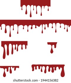 pintura goteando sobre fondo blanco. signo líquido goteo. símbolo de flujos de pintura. logotipo de sangre goteante. estilo plano.