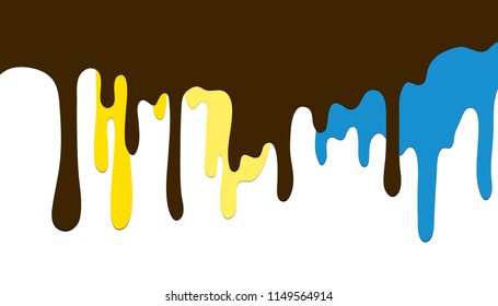 Paint Dripping in primary colors isolated on a white background