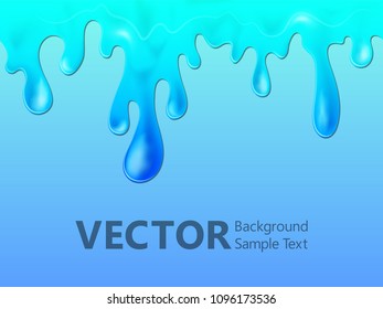 Paint dripping vector background, liquid drops, fluid splashes, ink droplets illustration. Colorful cyan bright paint splashes, fluid liquid dripping ink bubbles, floating gradient shapes wallpaper.
