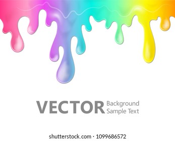 Paint dripping vector background, liquid drops, fluid splashes, ink droplets illustration. Colorful bright paint splashes, fluid liquid dripping ink bubbles, floating gradient shapes wallpaper.