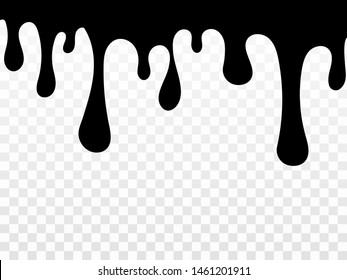 The paint is dripping. Vector illustration on transparent background. black paint is editable.