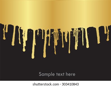 Paint drips for design use.Golden paint dripping.Abstract vector illustration.