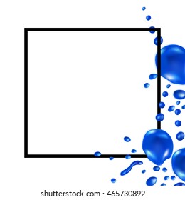 Paint drops frame. Abstract ink vector. Ink stains texture backdrop. Watercolor bright mesh drops. Illustration for web, logos, banners or headlines design.
