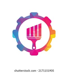 Logo-Design-Vektorgrafik für die Gestaltung von Paint finance-Zahnräder. Stats malen Vektorlogo-Design-Vorlage. Design des Finanz- und Rechnungslegungs-Logos