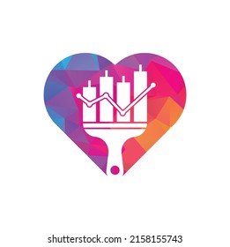 Paint finance heart shape concept logo design vector. Stats paint vector logo design template.