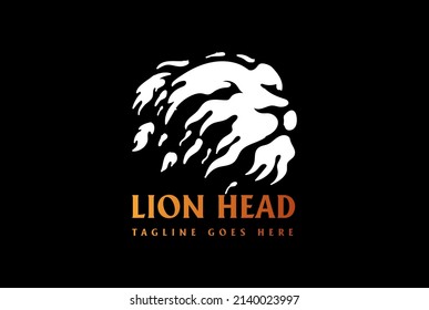 Paint Fire Tribal Lion Head Face Logo Design Vector