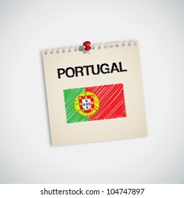 Paint Flag of Portugal Note Paper Vector