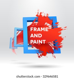 Paint frame 3D typographic template with brush stroke