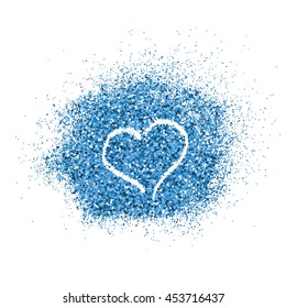  Paint glitter splash with heart on white background. Vector illustration.