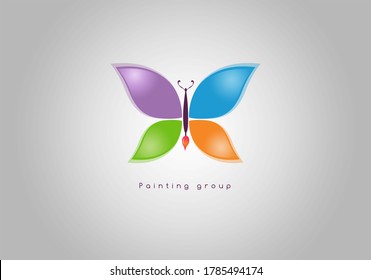 paint group logo for any activity in drawing or painting 
can be set for any design company