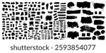 Paint Grunge Backgrounds, Brushstrokes. Grunge Design Black Elements Paint Roller, Dry Brush Strokes. Set Of Vector Paint, Art Canvas, Ink Splash And Grungy Decoration Elements. Vector Illustration