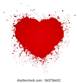 Paint Heart from painted texture paper Valentines day card vector background red color