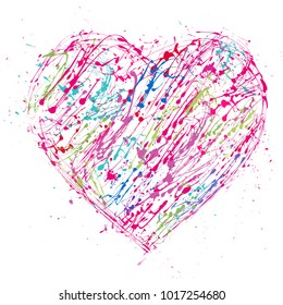 The  paint  heart with splashes and drops  for Valentine's Day or weddings