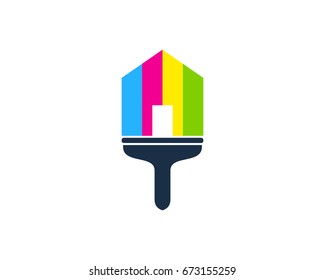 Paint Home Icon Logo Design Element