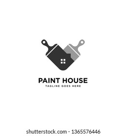 paint home logo simple line logo template vector illustration - Vector