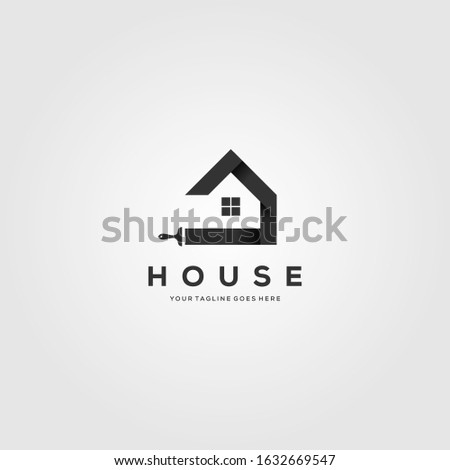 paint house brushes logo creative clever vector illustration