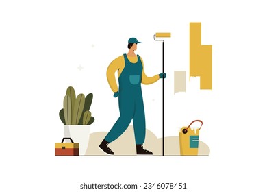 Paint The House , Life Vectors Illustration Flat
