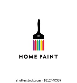 paint house logo with brushes that make up the house and fence