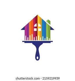 Plantilla vectorial de diseño del logotipo de la casa de pintura. El concepto de decoración de la casa, construcción, construcción de la casa y tinte