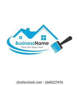 Paint house repair vector logo template. Suitable for business, web, design and real estate