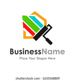 Paint house vector logo template. Suitable for business, design and web